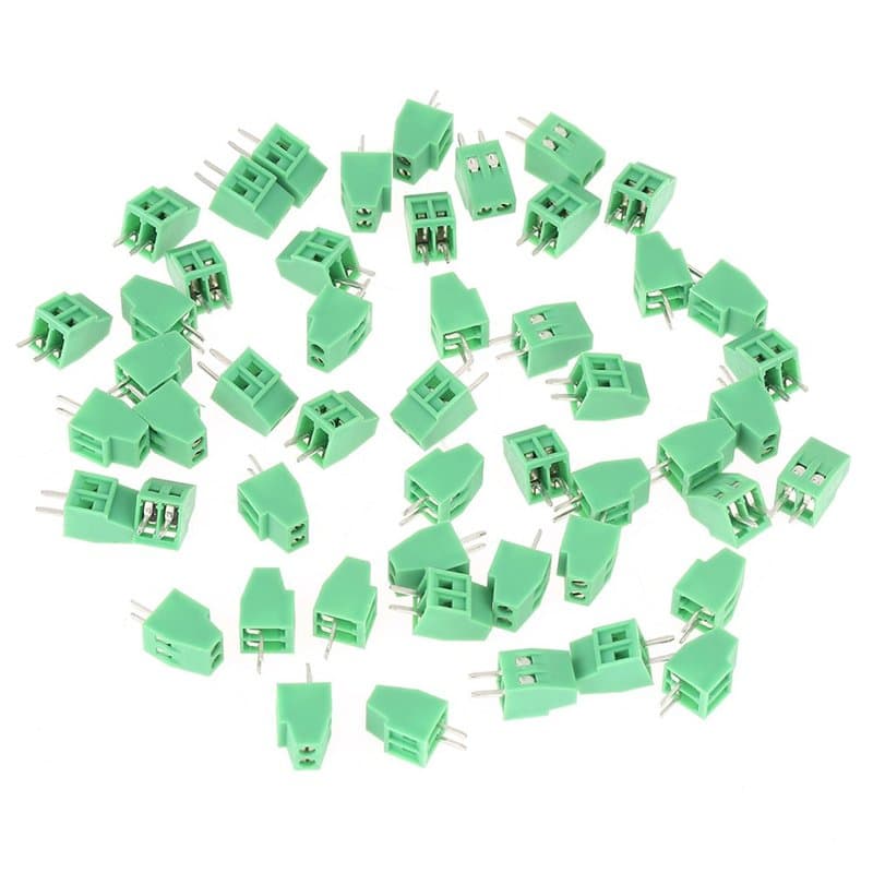 Connecteur de Bornier de PCB, 50pcs 2.54mm 2 Poles Connecteur Universel de Bornier à Vis Vert PCB