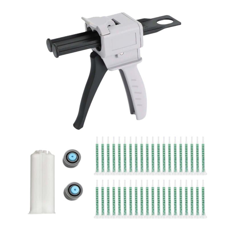 Pistolet à colle époxy AB, 1:1 Pistolet a Colle 50ML, Pistolet à Colle Set, 50ml Pistolet Distributeur Époxy, Blanc cassé,sering