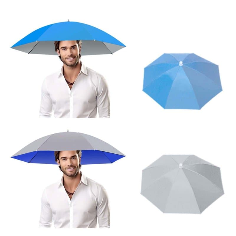 ZHYUAN 2 pièces,Chapeaux de Parapluie,Chapeau De Parapluie Pêche,Parasol Chapeau Pliable,Parapluie Chapeau Avec Band Elastique,C