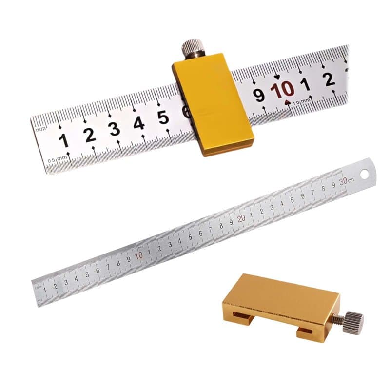 Règle en Laiton,Bloc Travail du Bois Ligne,Règle en Acier,RèGle dArrêt,Ruler Outil Laiton Acier Règle Bloc,Jauge de Marquage,Règ