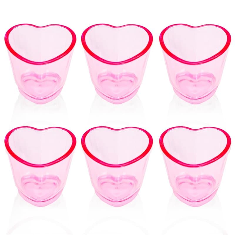 Mritrit Lot de 6 Verres à Shot Cœur, Rose Soju Verre pour Anniversaire et Saint-Valentin, 45 ml Petit Verre à Liqueur Reutilisab