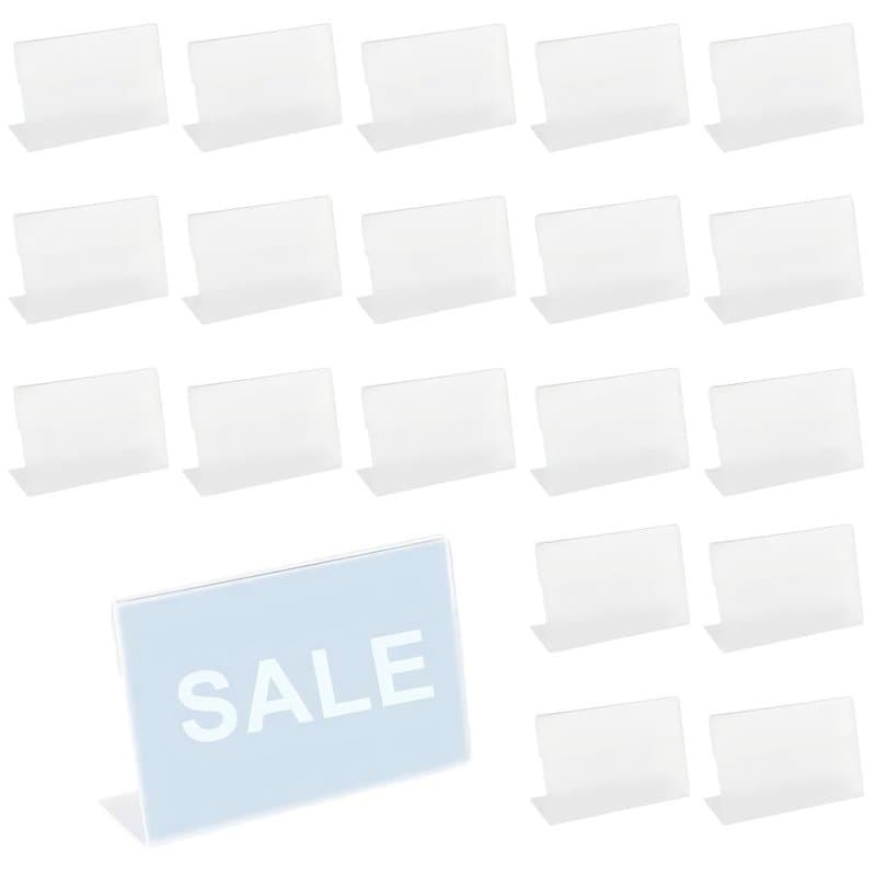20 Pièces Porte Étiquettes de Prix en Acrylique, Support d'affichage de Prix Transparent Supports d'Étiquettes, Affichage du Sig