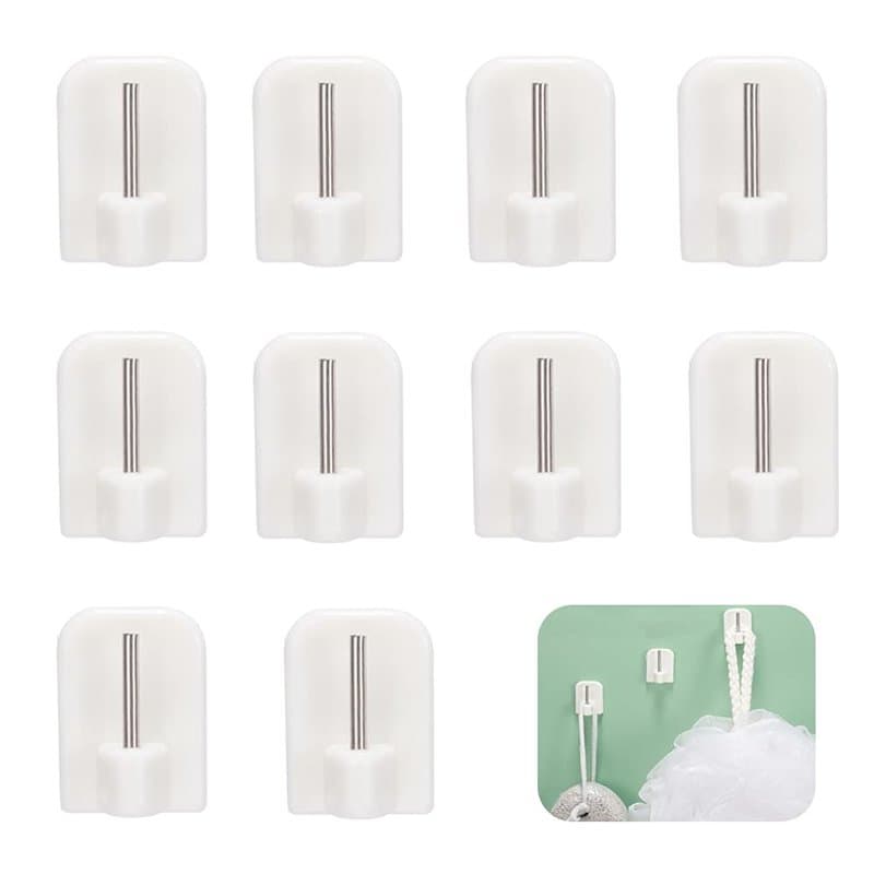 CCLKHY 10Pcs Crochets Autocollants, Crochets Adhésifs, Supports pour Tringles, Tringle sans Percage Crochets Autocollants pour B