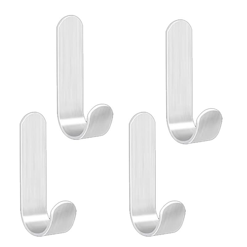 Crochet Adhésif en Acier Inoxydable - 4 Pcs Auto-adhésifs, Crochets Muraux, Porte Serviettes pour Cuisine, Salle de Bains, Balco