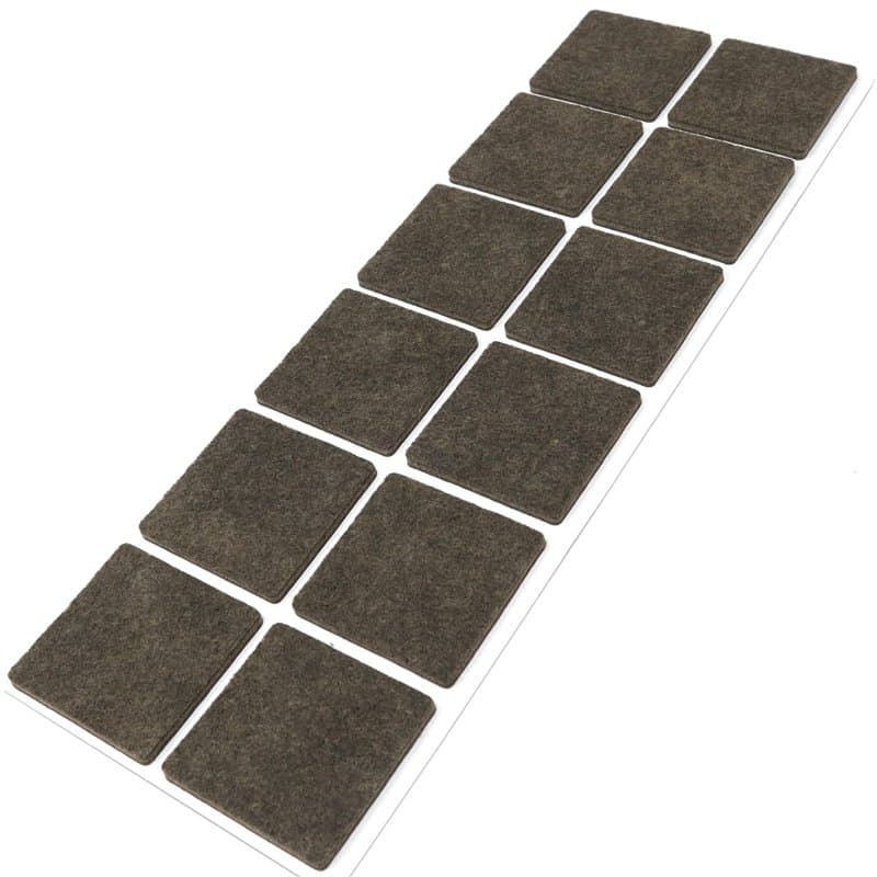 Adsamm® / 12 x Patins en Feutre/Bruns / 40x40 mm/carré/épaisseur 3,5 mm/Patins glisseurs Auto-adhésifs de qualité optimale