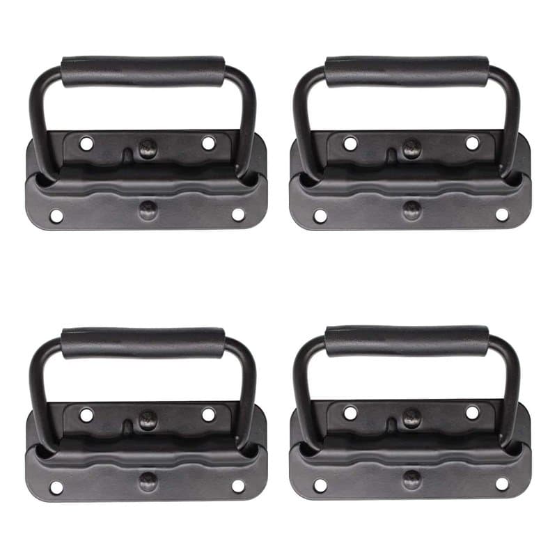 4 Pièce Poignée de Flight Case, Poignée à Ressort de Boîte à Outils, Traction Poignée Pliante à Ressort, Remplacement et Install