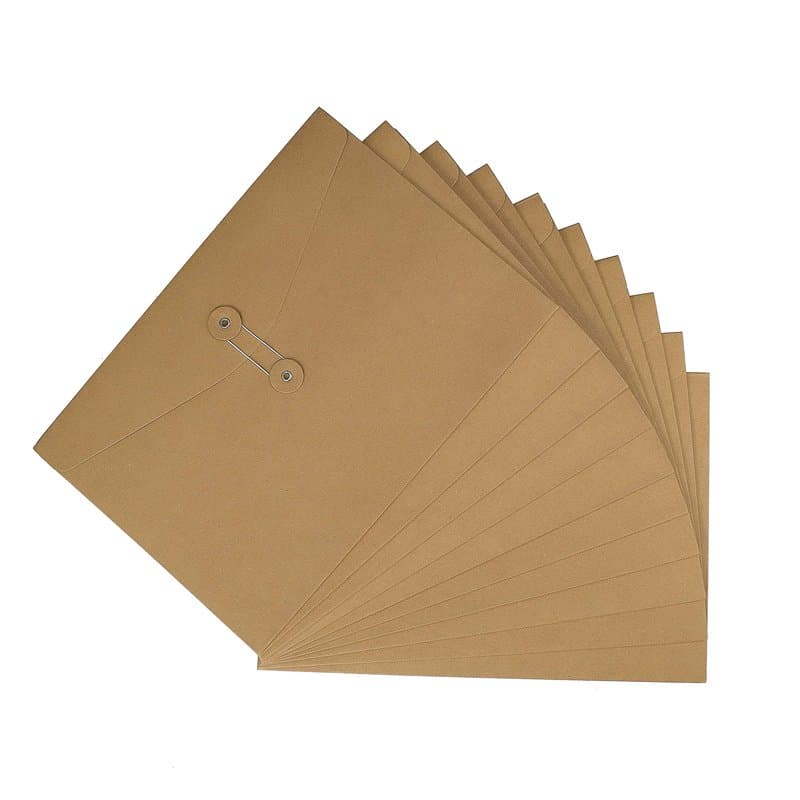 A4 Sac de Fichier en Papier Kraft,10 Stück Enveloppe de Document Dossier de Fichier avec Ligne Boucle, Epais File Folder Porte-d