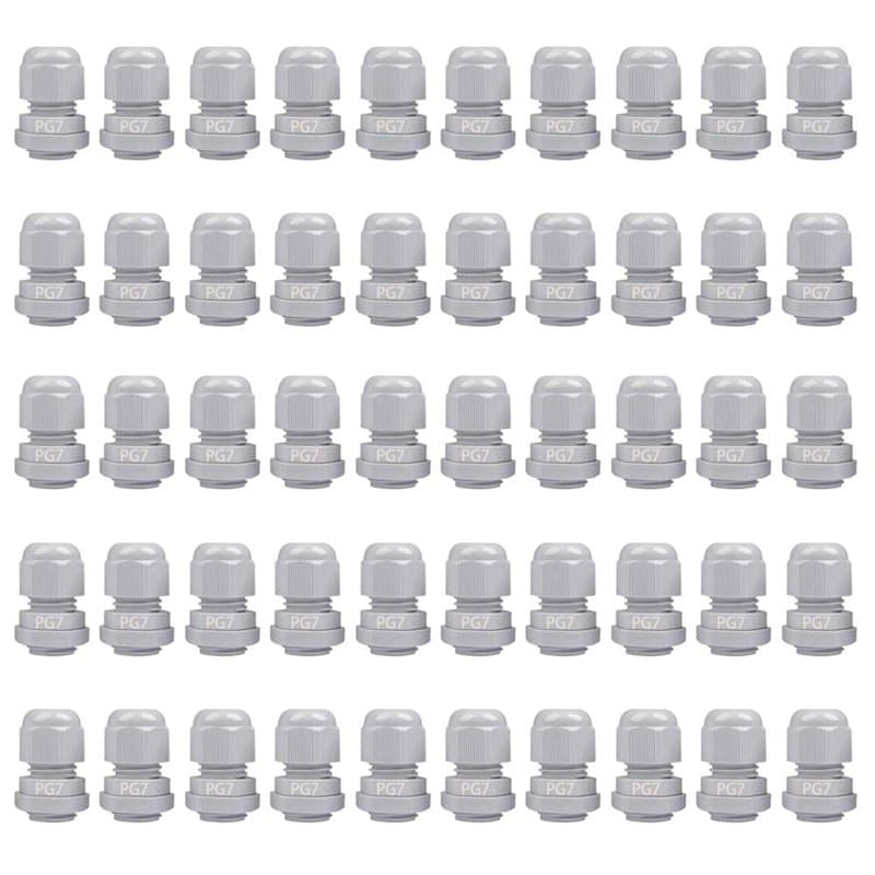 GTIWUNG 50Pcs Presse-étoupes, Glandes de Câbles en Nylon, PG7 Connecteurs de Câble étanches, Plastique Connecteu pour la Maison/