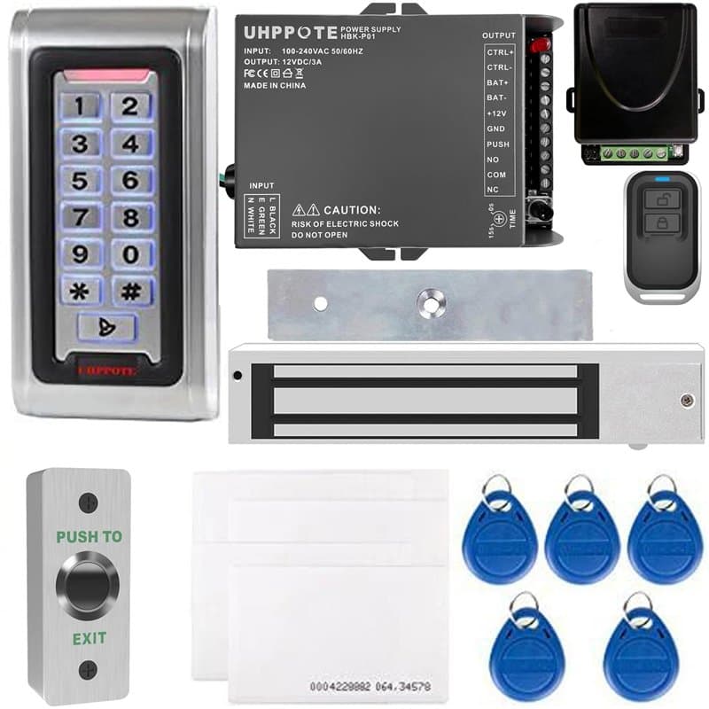UHPPOTE Kit Complet Système de Contrôle d'Accès Lecteur RFID en Métal ID Carte & Serrure Magnétique