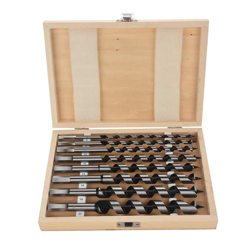 Lot de 8 Mèche à Bois Hélicoïdal, Hexagonal Foret À Mèche Set en Acier Carbone Spiral Trou Cutter Outil à Bois Kit, D'outils ave