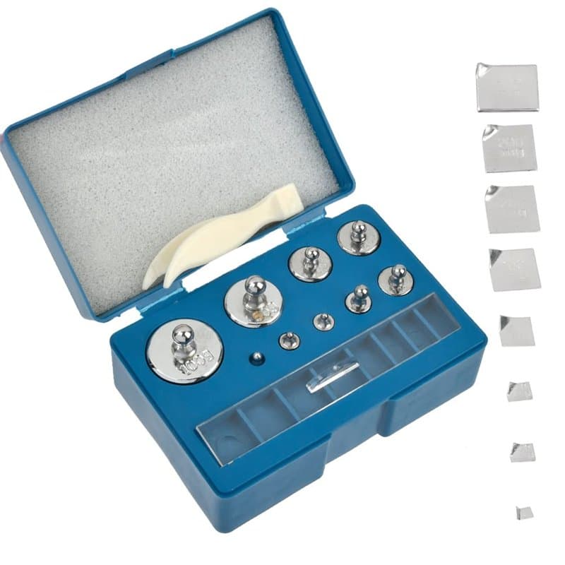 OTYMIOW Poids d'Étalonnage 17PCS Grammes d'Étalonnage Set de Poids de Calibrage en Acier Inoxydable, 10mg à 100g, Kit d'Étalonna