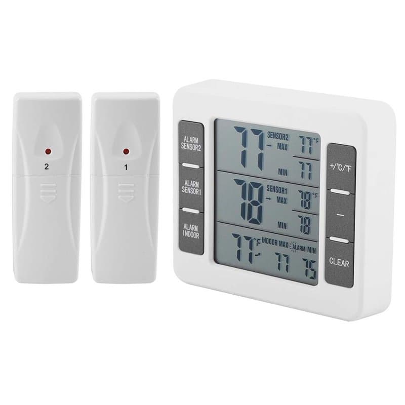MAGT Thermomètre de réfrigérateur, thermomètre de congélateur de réfrigérateur avec Alarme sonore audionumérique numérique sans