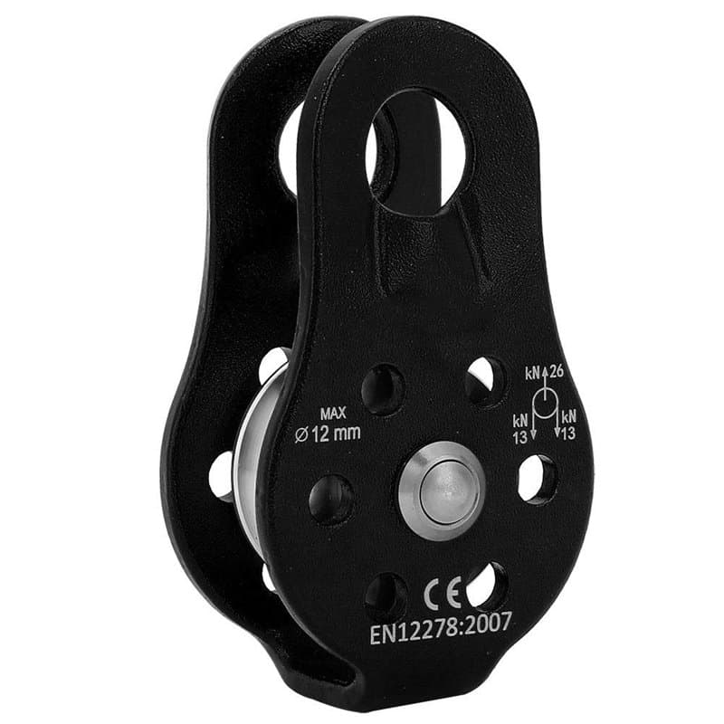 MAGT Poulie Grimpante - poulie Noire Poulie De Sauvetage Simple en Alliage D'aluminium 26kn Équipement Noir d'escalade pour Le T