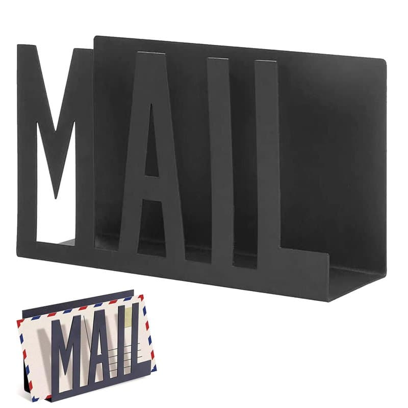 KAYLRE Porte-Courrier Trieuse de Lettres en Métal Noir Organisateur de Découpe de Courrier Support de Document de Lettre de Cour