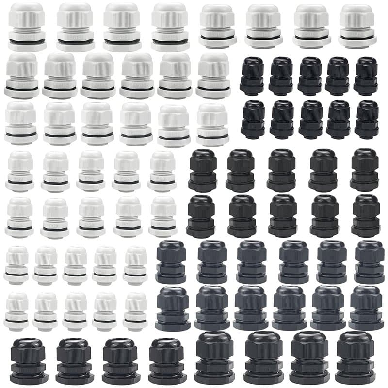 Lot de 80 Presse-Étoupes IP68 Réglables - Joint de Câble en Plastique 3-15 mm - Connecteurs en Nylon avec Joints