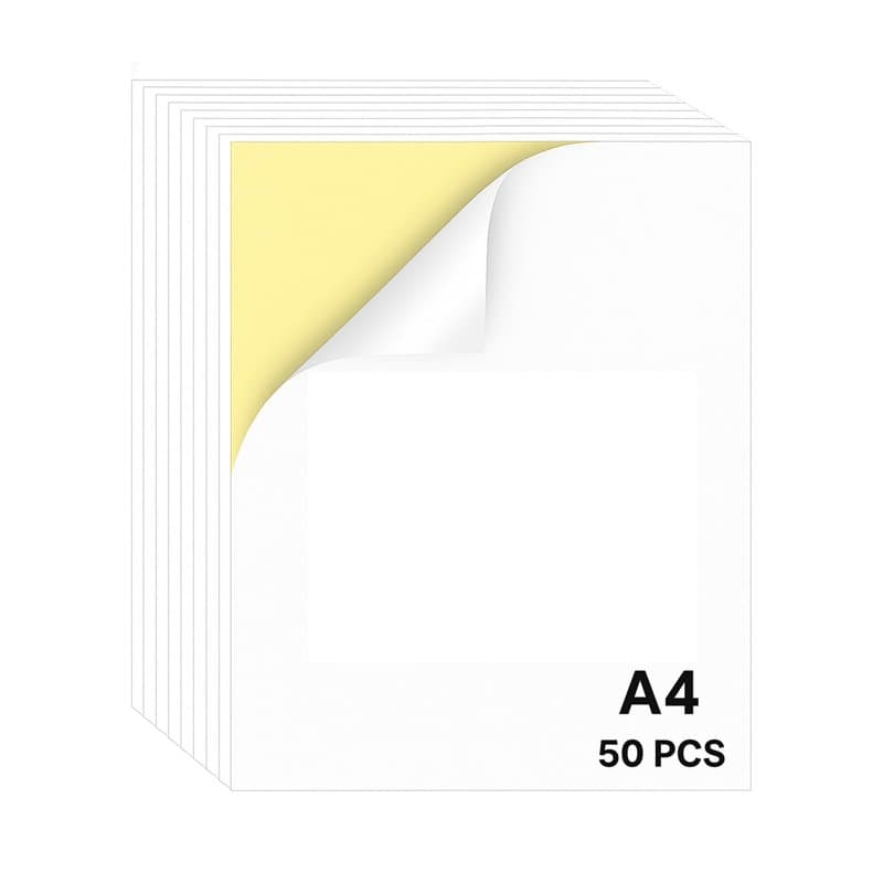 50 feuilles A4 d’étiquettes autocollantes – Surface lisse, forte adhérence, compatibles imprimantes laser, jet d’encre et matric