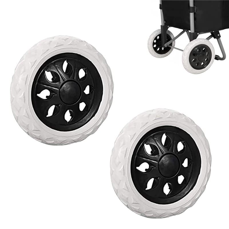 Mikqky 2 Pièces Remplacement de Roues de Caddie en Caoutchouc, Roues de Chariot en Plastique avec Mousse, Noir Hot Design Roue C