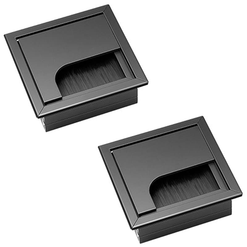 Passe Câbles Encastrable Bureau 2 Pièces en Alliage d'aluminium 80 mm * 80 mm avec Joint Brosse pour Bureaux Rangement et Organi