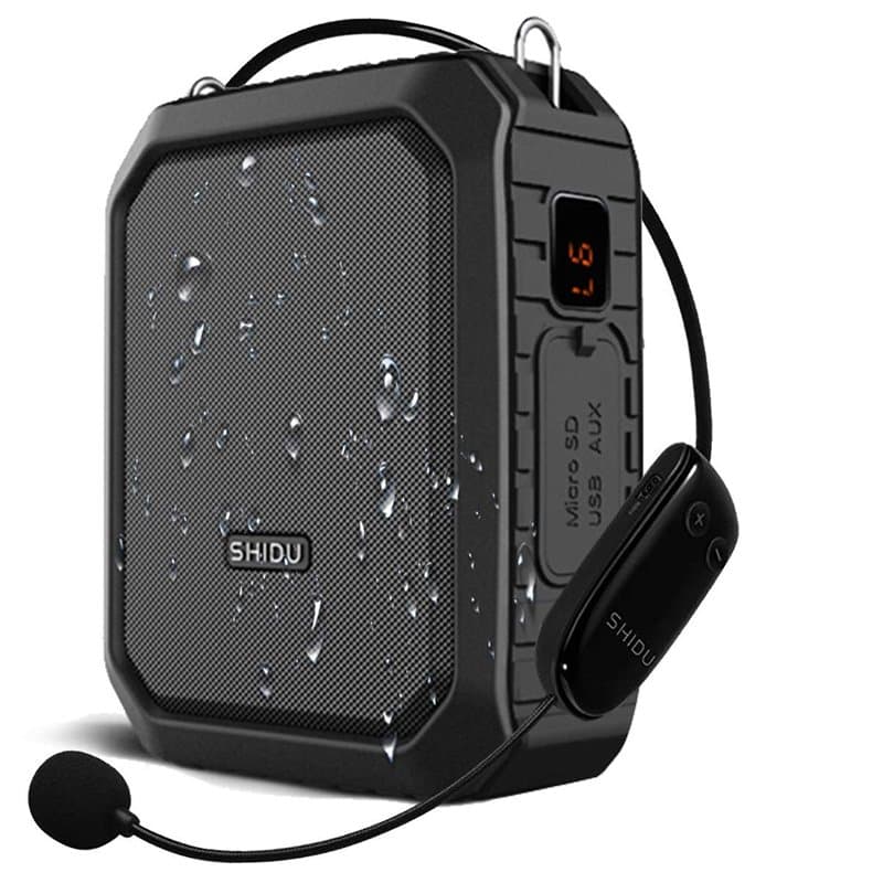 SHIDU Amplificateur de Voix sans Fil Haut-Parleur Bluetooth Système de sonorisation Portable étanche 18W avec Casque Micro sans