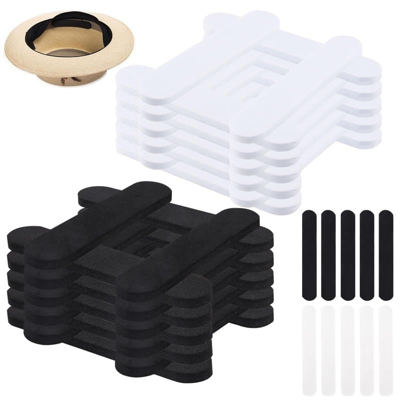 30 pièces Hat Size Reducer, 5mm D'épaisseur Insertion de Chapeau avec 10 pièces Sueur Doublure, Blanc et Noir Réducteurs de Tail
