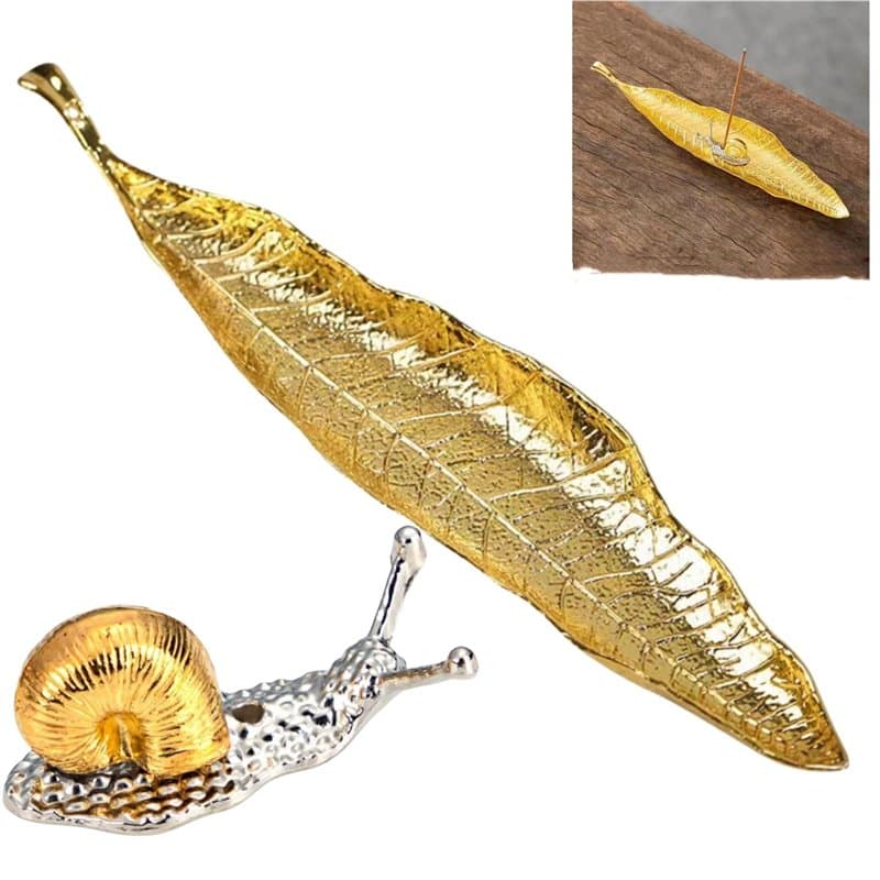 Porte-Encens,Porte-Bâton d'encens Métallique,Support à Encens en Forme Feuille,Porte Bruleur Encens,Brûleur d'encens,pour Access
