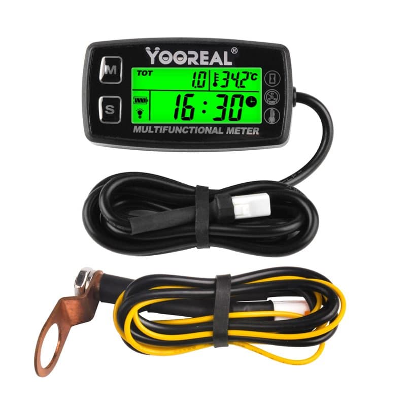 Yooreal Jauge de température de moteur numérique,compteur d’heures de tachymètre,Avertissement de surchauffe/survitesse,étanche