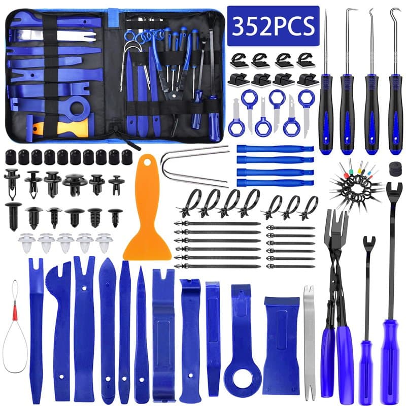 TEGOVE 352 Pièces Outil Demontage Garniture Voiture,Outil de Démontage de Voiture avec Rivet Clips Plastique et Bandes de Câble