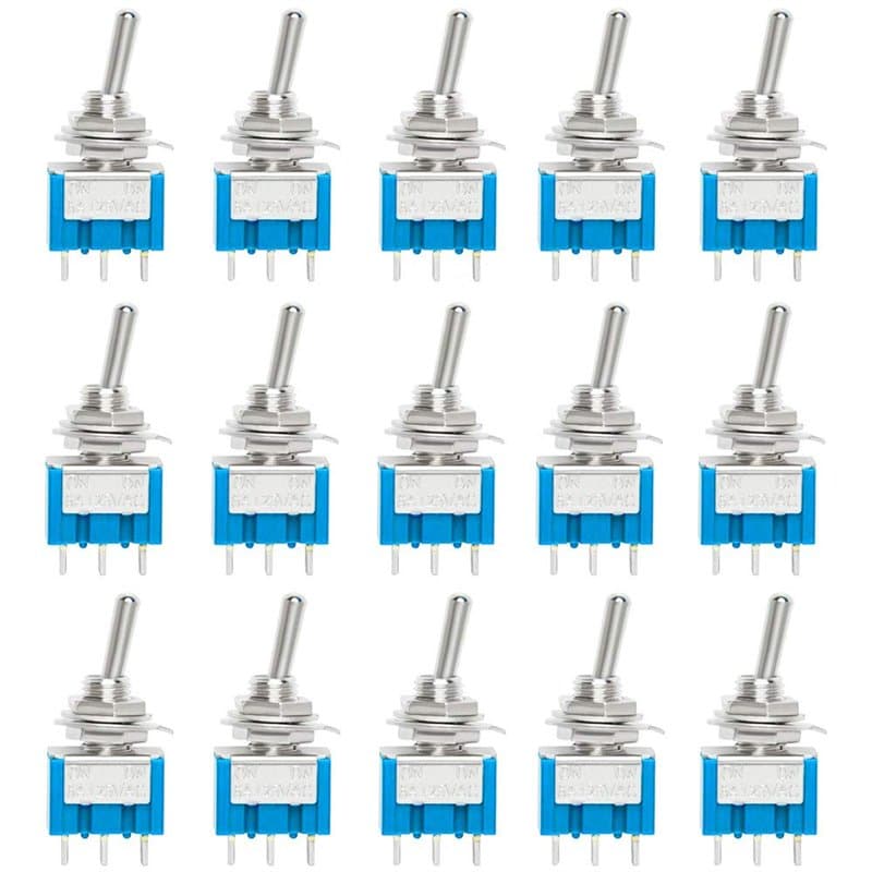 QitinDasen 15Pcs Premium 6A / 125VAC Mini Interrupteur à Bascule, 3 Broches ON/ON 2 Position SPDT Interrupteur à Bascule, Interr