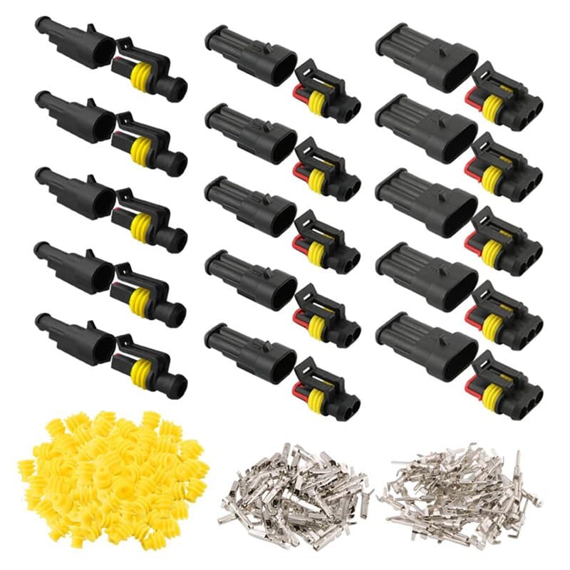 QitinDasen 15 Set Voiture Imperméable Électrique Connecteurs, Kit de Prise de Fiche de Connecteur Électrique Étanche Scellé, pou