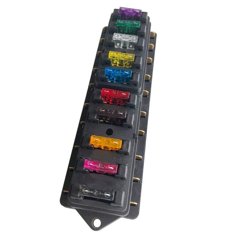 QitinDasen Premium 10 Voies Boîte à Fusibles de Voiture, Porte-Fusible de Lame Standard Universel, Bloc de Fusibles de Bateau, a