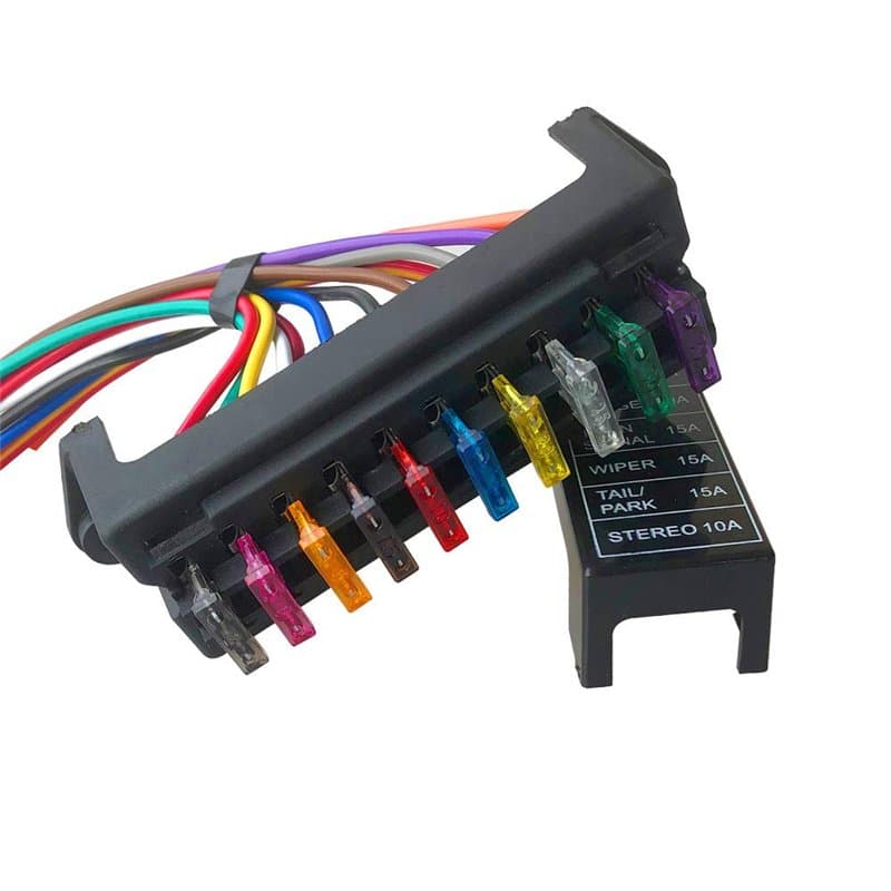 QitinDasen Premium 10 Voies Boîte à Fusibles avec Câbles, Porte-Fusible de Lame Standard Universel, Bloc de Fusible de Voiture,