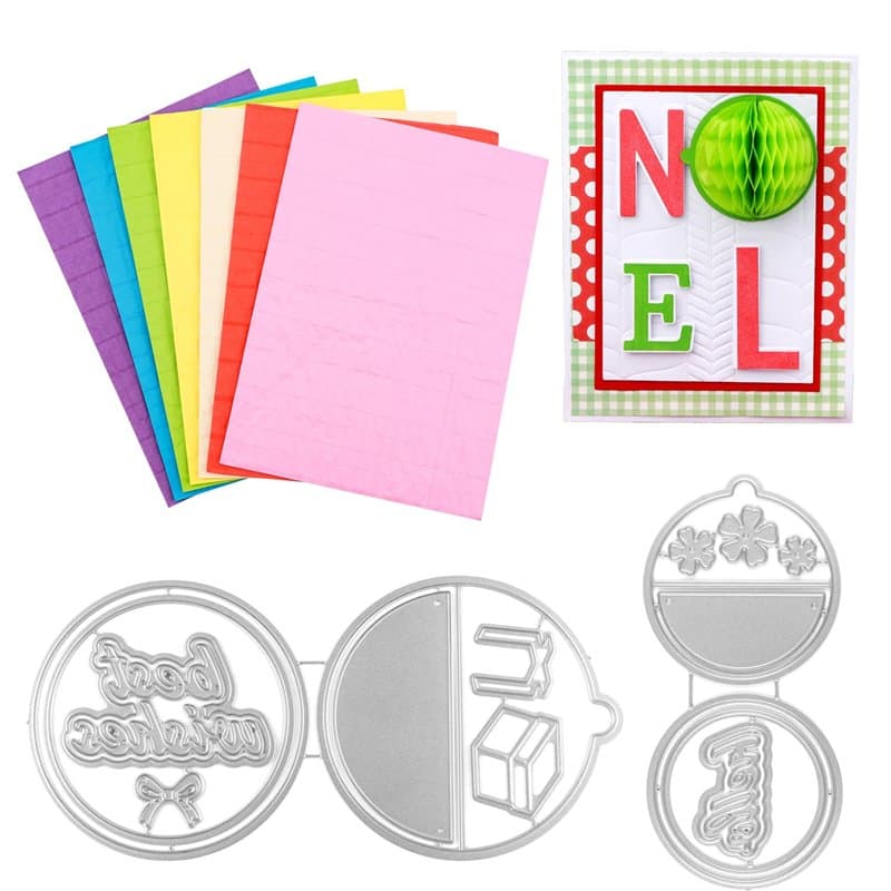 OTCRAFT Lot de 9 blocs de papier nid d'abeille et matrices de découpe rondes avec aimants blancs pour loisirs créatifs 3D et car