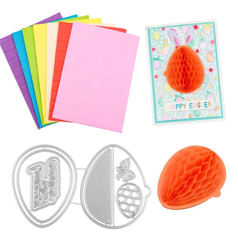 OTCRAFT Lot de 8 blocs de papier nid d'abeille et œufs de Pâques avec emplacement magnétique pour loisirs créatifs 3D et cartes