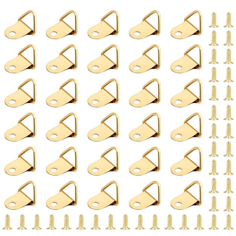 50 Pièces Crochet pour Cadre,Attache Tableau,Photo Anneaux Triangulaires Cadre,Support Murale Cintre avec 50 Pièces Vis Utilisé