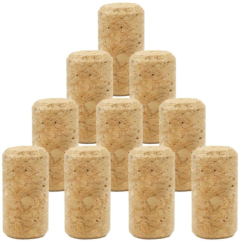 RUOJLING Bouchons en Liège Naturels pour Bouteilles de Vin et Bière - 10 Pièces, 38mm x Ø21mm - Idéal pour Le Vin Rouge et Le Br