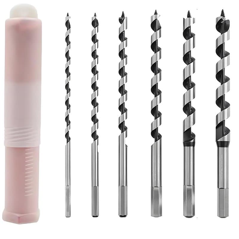 VAONEEY Lot de 6 Mèche à Bois Hélicoïdale Longue 230mm, Jeu de Foret à Bois 230mm de Long - Avec Tige Hexagonale - Pour le Trava