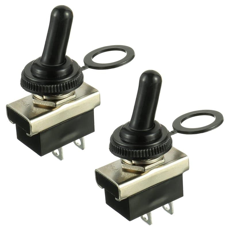 HUAREW KN3(D)-101 Interrupteur à bascule marche/arrêt 12V 25A 2 positions 2 broches étanche avec couvercle en caoutchouc (2 pièc
