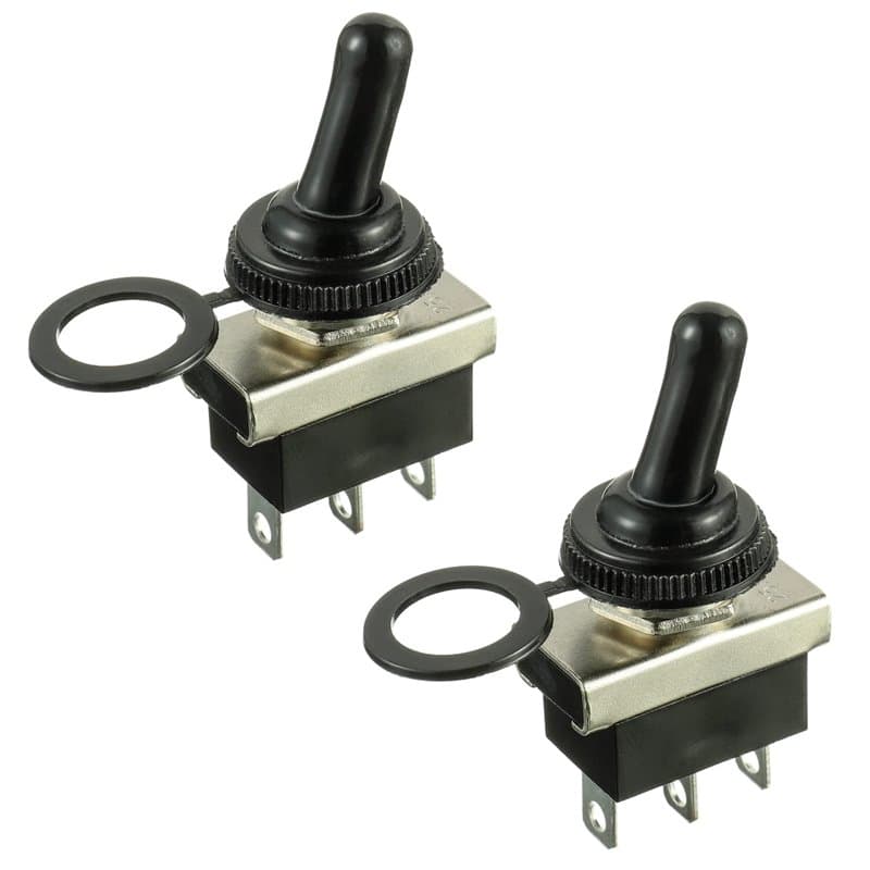HUAREW KN3(D)-103 Interrupteur à bascule marche/arrêt 12V 25A 3 positions 3 broches étanche avec couvercle en caoutchouc (2 pièc