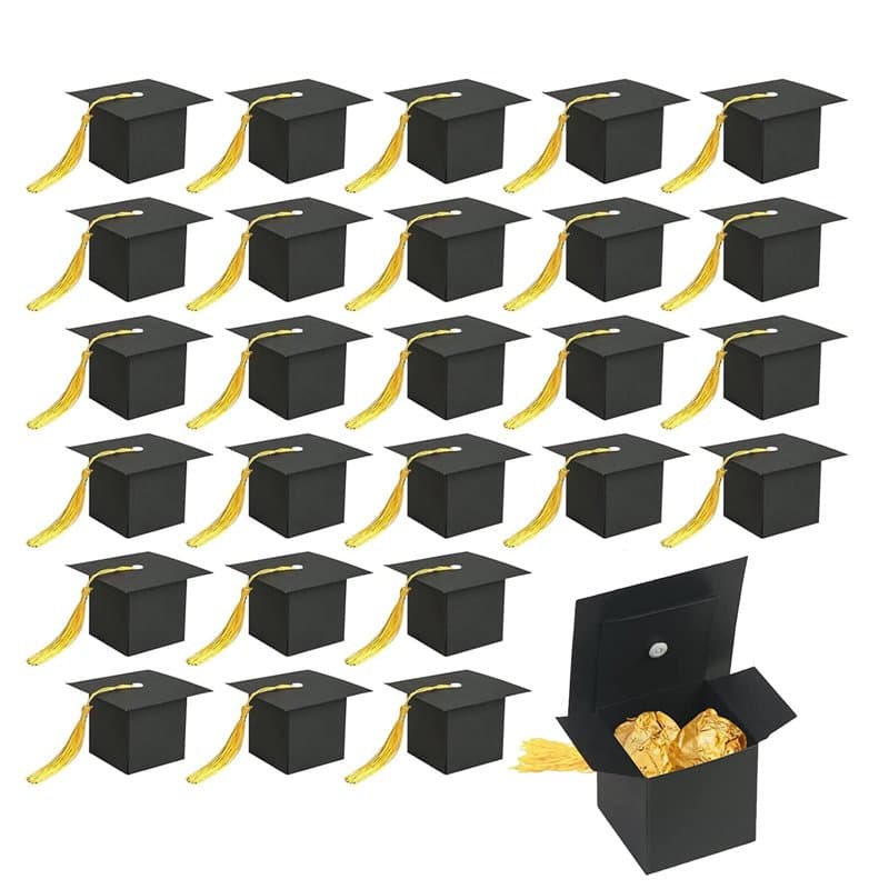 30 Pièces Boîtes à Chapeau de Graduation, Boîtes de Bonbons de Graduation, Boîte de Forme de Chapeau de Graduation, Graduation B