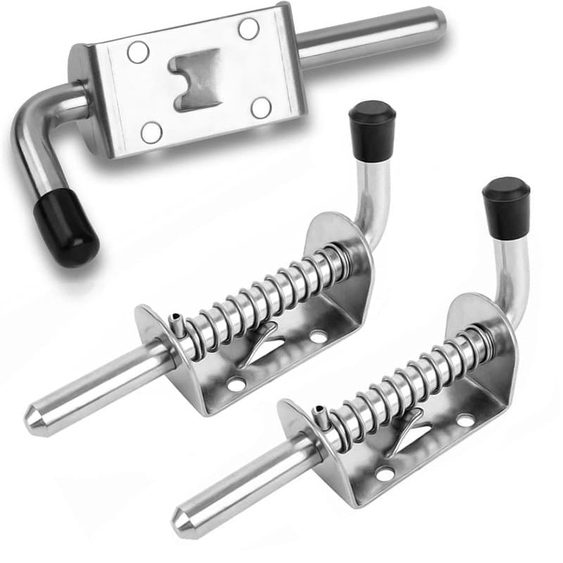 2 Pièces Loquet Ressort Robuste Inox, Boulons à Ressort en Acier Inoxydable, Barrel Bolt pour Porte de Garage/de Jardin, Placard