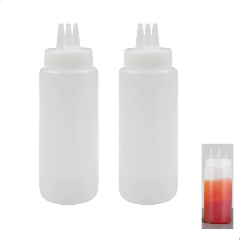 letuxaamz Bouteille de Sauce à Trois Trous Pincement Pot Sauces Salade Bec Verseur Tête Confiture Crème Plastique épaissi Anti F