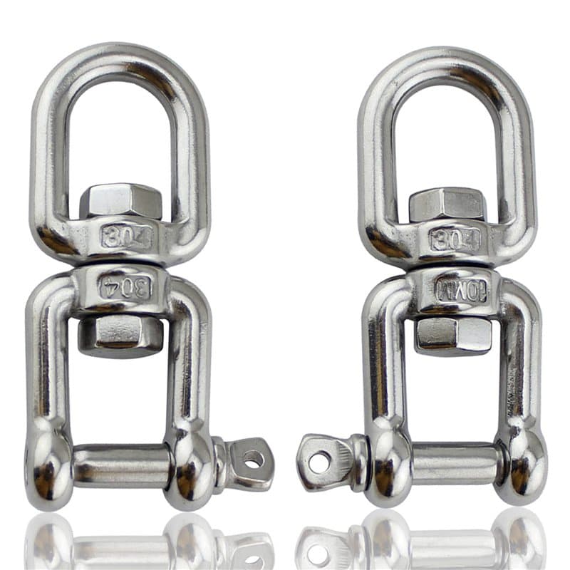Basetousual M8-2 pièces Manille De Levage, Manille Inox ,Anneau Pivotant œIl à œIl, pour Chaise Suspendue, Sac de Sable, Industr