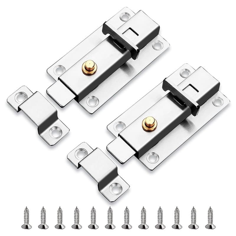 2 pièces Verrou Porte, Serrure de porte en acier inoxydable, Boulons de Porte, Verrou de porte à ressort, Pour la fixation de to