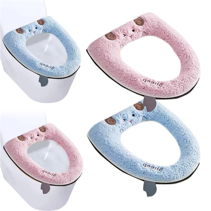 TICKLELY 2 Pièces Housse de Siège de Toilette Souple– Housse de Siège de Toilette Adulte, Abattant de WC en Forme d'Oeuf – Couss