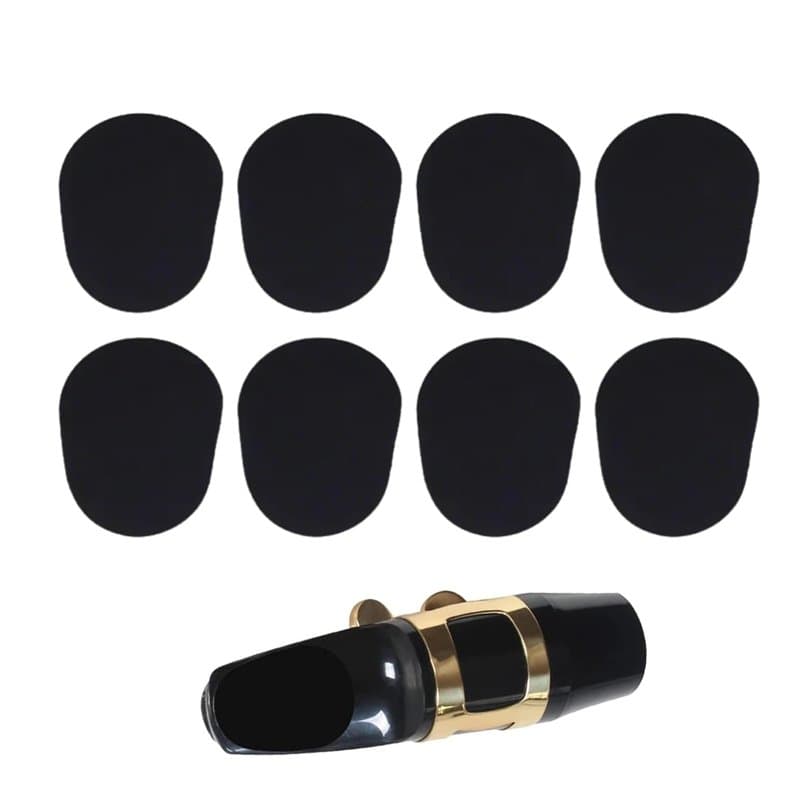Pack de 8 Coussins d'Embouchure en Caoutchouc Ovale pour Saxophone Alto, Ténor et Clarinette, Patchs Protecteurs Noirs, Accessoi