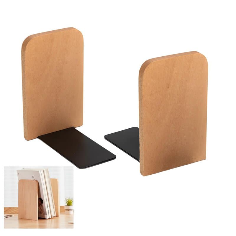 Tkxjry Lot de 2 Serre-Livres, Range Livre Antidérapant, Serre Livres en Bois de Hêtre, Serre Livres de Haute Qualité, pour Maiso