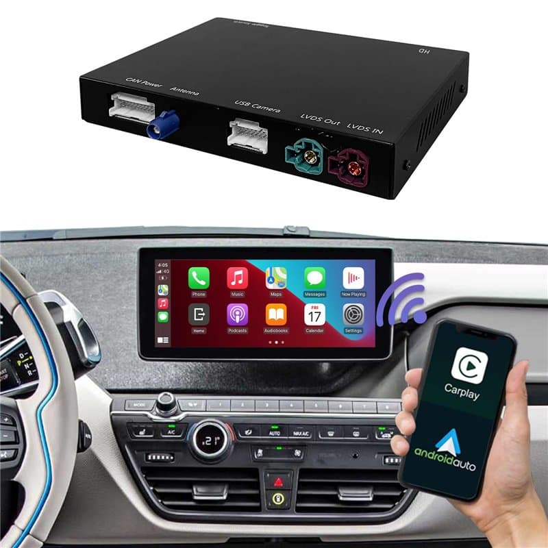 Road Top Carplay sans Fil Android Auto pour BMW i3 I01 2012-2017 année avec NBT système, Compatible avec Apple Carplay, Mirrorli