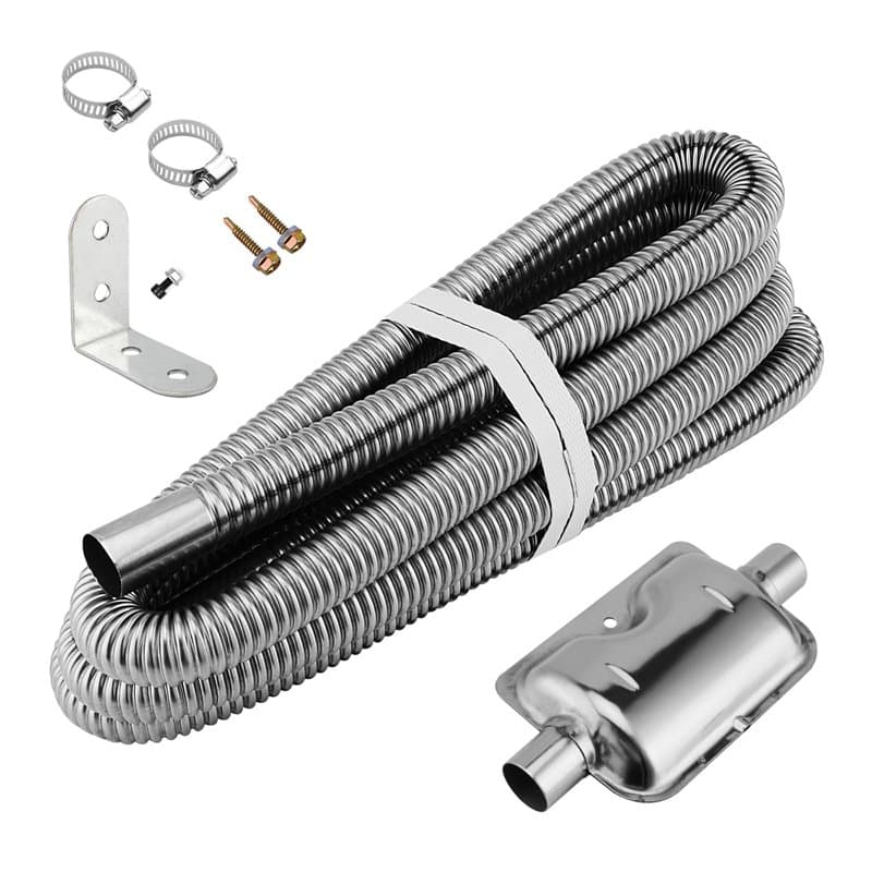 JIEHIN Tuyau d'échappement de 300 cm pour générateur électrique, 25 mm, chauffage auxiliaire en acier inoxydable avec silencieux