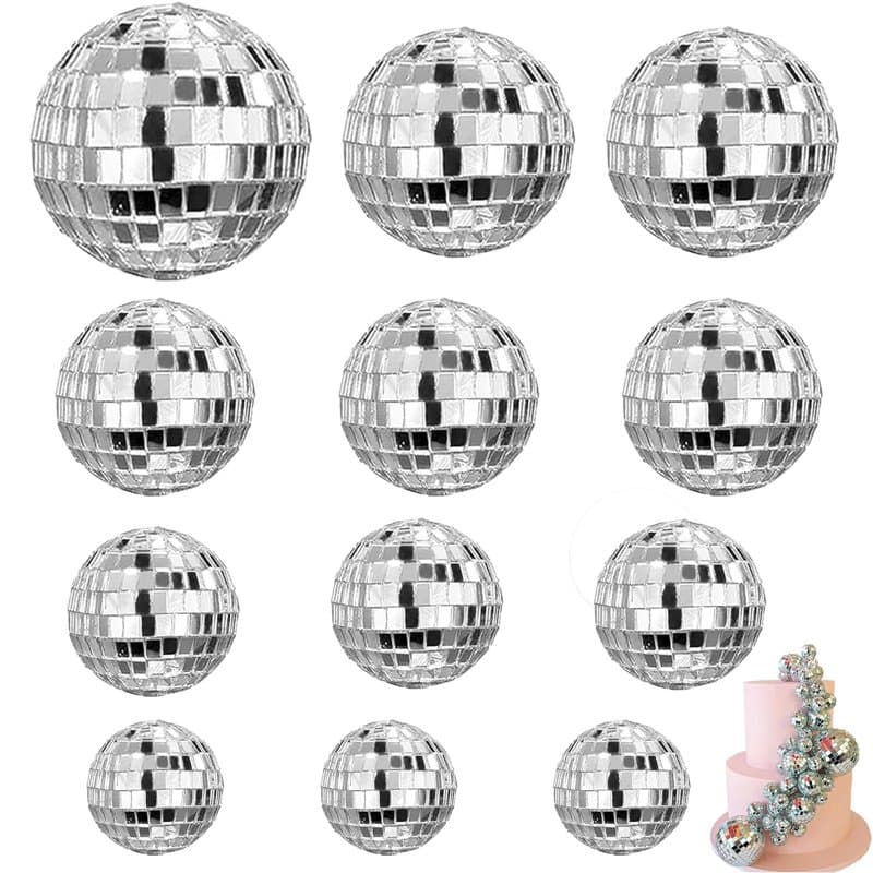TICKLELY Boule de Décoration - Accessoire Disco pour Gâteau, Boule de Facettes de Disco, Idéale pour les Fêtes et Les Anniversai
