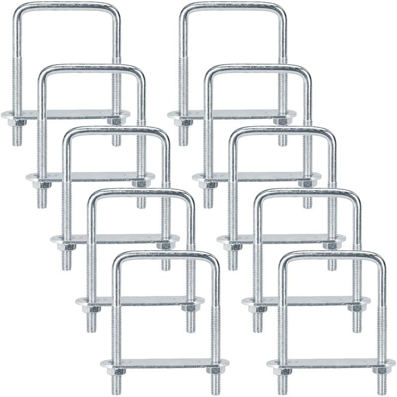 BLUESEABUY 10 Pièces Boulons en U M6 50 x 80 mm Acier Inoxydable U-Boulons avec Écrous et Plaque de Cadre pour Remorque Fixation